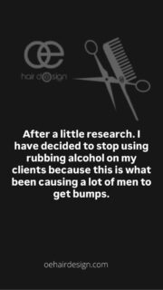 💈✂️ After a little research. I have decided to stop using rubbing alcohol on my clients. 
————————————-

📅 BOOK ONLINE 💇🏿‍♂️💇🏻‍♂️
oehairdesign.com 👊🏾

————————————
#5starbarber #barber #barbershop #bookings #barberlove #barbering #barberstyle #bognor #chichester #fade #freshcut #freshfade #haircut  #londonroadbognor #littlehampton #menshair #oe #oehairdesign #oeshapeup #portsmouth #portsmouthuni #shapeup #skinfade #shaq #shaqdabarber #skinfademafia #students‪ #westsussex